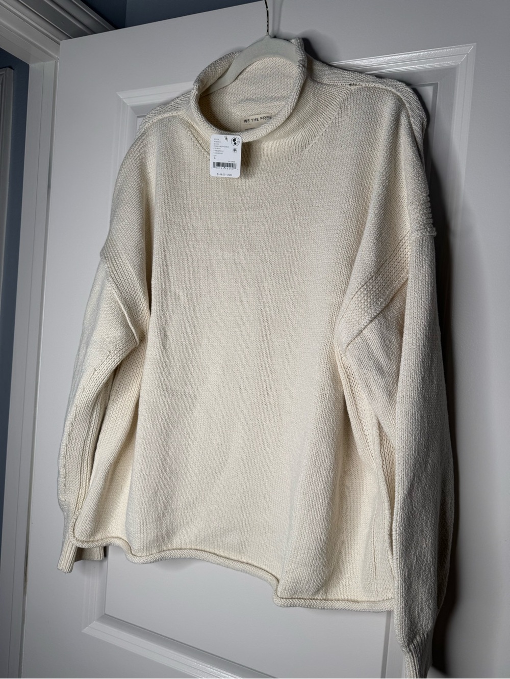 NWT Free People Torres Roll Neck Sweater in Sugar Swizzle - Picture 9 of 12